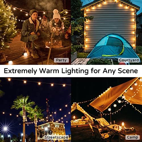 OHLUX Outdoor String Lights 220 Feet Patio Lights with 104 Edison LED G40 Globe Bulbs(4 Spares), 2200K Waterproof Connectable Edison Hanging Lighting for Backyard Balcony Outside Gazebo Party - Image 7