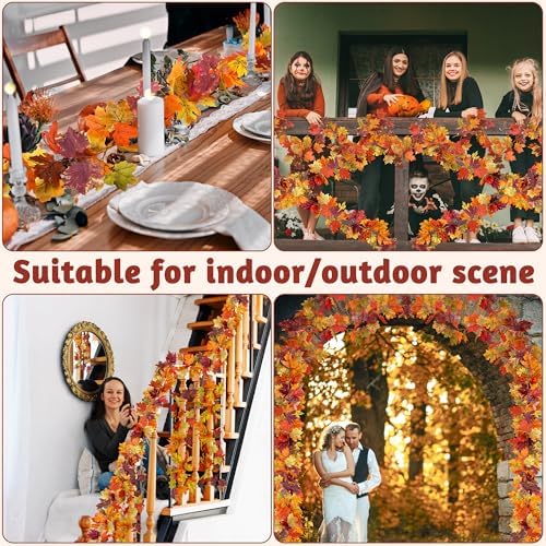 4Pack 23.6FT Fall Leaves Garland for Thanksgiving Wedding Fall Decorations - Image 5