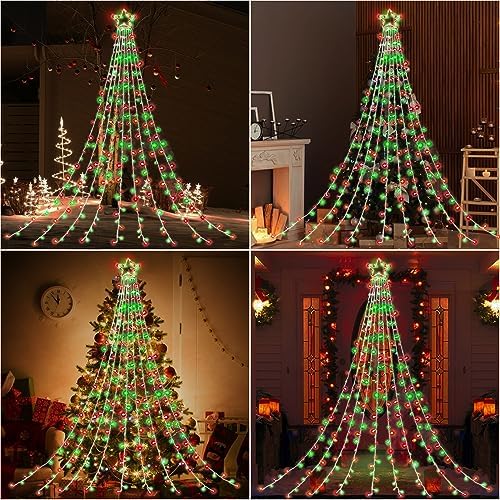 (New) Outdoor Christmas Decorations, 320 LED Hanging Twinkle Fairy String Lights Outside Tree Decoration Lights for Christmas, Yard, Garden, New Year, Wedding, Party (Red&Green) - Image 5