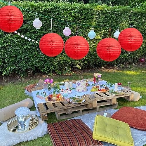 BEISHIDA 10 Inch Red Paper Lanterns 6 Packs Hanging Round Chinese Lantern - Image 5