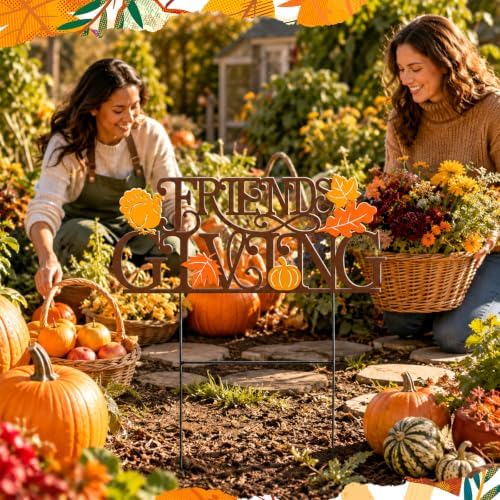 Amyhill Fall Thanksgiving Outdoor Decor Metal Garden Stake Friends Giving Maple Leaves Pumpkin Turkey Autumn Yard Sign Decorations for Home Lawn Porch Backyard Holiday Decorations - Image 6