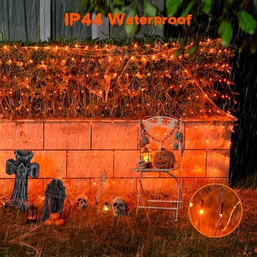 JMEXSUSS 360 LED Halloween Net Lights, Orange, 12ft x 5ft - Image 4