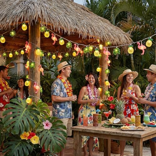 PASUTO 20LED Hawaiian Party Decorations String Lights, 12FT Summer Beach Decor Lights, Flamingo Pineapple Palm Tree Lights for Pool Beach Tropical Summer Party Indoor Outdoor Decorations - Image 4