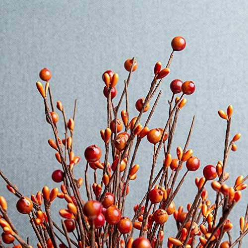 JINGHONG 6 Pack Fall Berry Stems 17" Tall Orange Berry Picks Artificial Floral Picks for Vases Centerpieces AutumnThanksgiving Harvest Festival Celebration(Orange) - Image 5