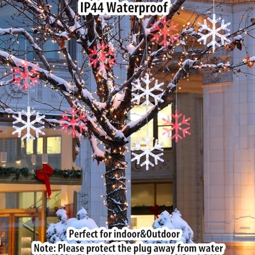 Christmas Snowflake Icicle Lights-9ft 150LED Twinkling Christmas Lights with Timer, Waterproof Connectable Hanging 10 Drop for Eave Window Porch Xmas Indoor Outdoor Decoration (Red and White) - Image 6