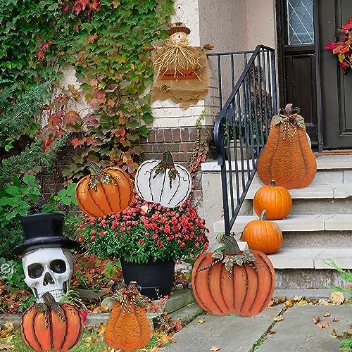 Pumpkin Decoration for Home Free Standing Metal Flat Pumpkins - Image 6