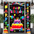 Oudain 3 Pack Colorful Happy Birthday Decorations Rainbow Birthday Banner Porch Sign Door Cover Flag Festival Wall Hanging Background Party Supplies by Oudain