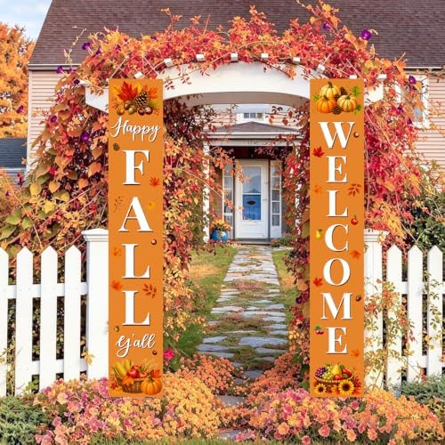 Fall Welcome Banner Porch Sign Happy Fall Banner Front Door Outdoor Decor - Image 2