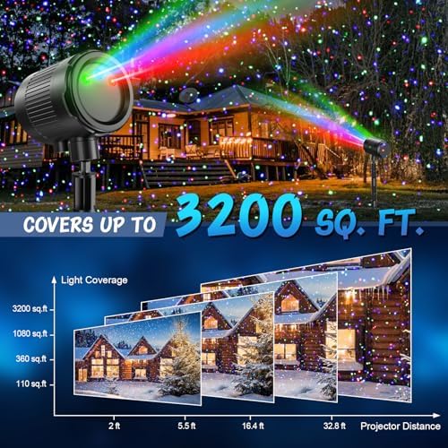 Christmas Projector Lights Outdoor, Holiday Lights Projector with Moving RGB 3 Color Starry Light Show with RF Remote, Waterproof Holiday Decor for Garden Patio, Party, Christmas, Halloween, New Year - Image 3