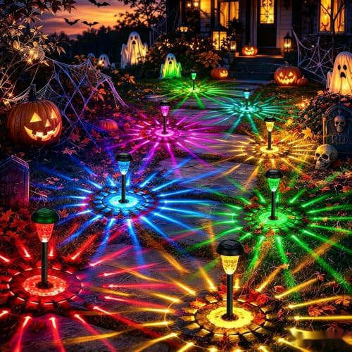 TISEJOY Solar Lights Outdoor Waterproof for Pathway, 8 Pack Color Changing by Tisejoy