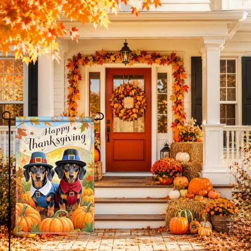 BlissYard Fall Dachshund Pilgrim Garden Flag 12x18 Inch Outdoor Decor - Image 6