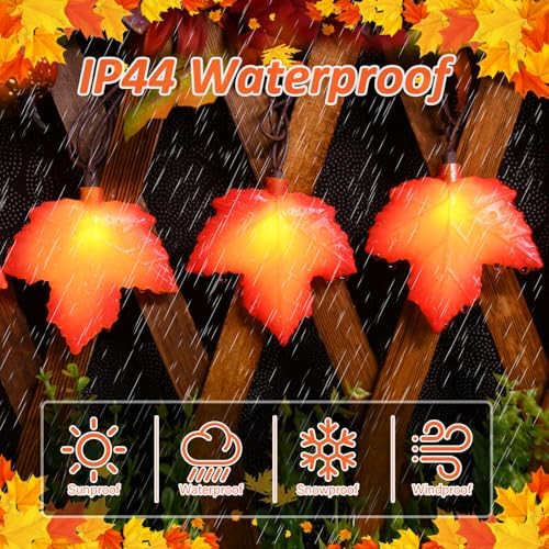 Fall Decor Maple Leaf String Lights, 8.5Ft Fall String Lights Plug In with 10 LED Orange Leaves Lights, Thanksgiving Lights Indoor Outdoor for Autumn Home Fireplace Harvest Thanksgiving Decorations - Image 5