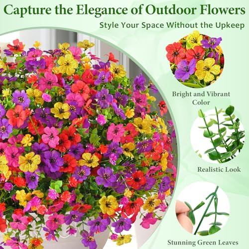 Yastouay Artificial Flowers for Outdoors, 22 Bundles Realistic Fake Flowers - Image 4