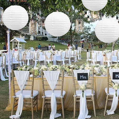 BEISHIDA 12 Inch White Paper Lanterns 6 Packs Hanging Round Chinese Lantern - Image 4