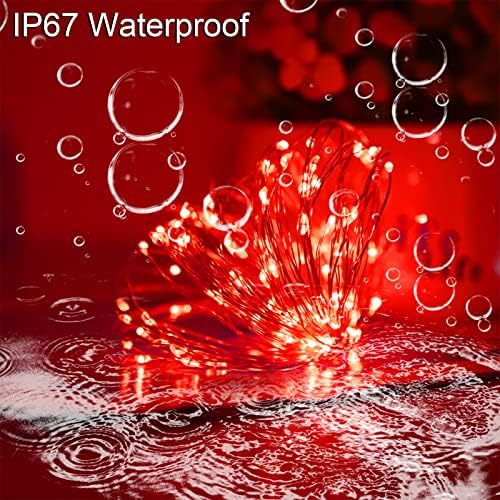 Solar Christmas Halloween Fairy Lights String, Red 100Led Outdoor - Image 3