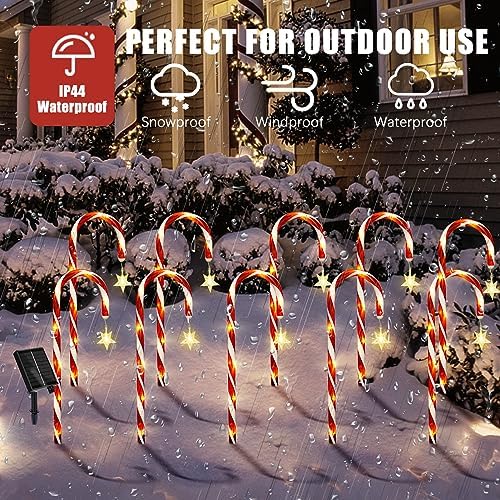 10 Pack Solar Candy Cane Lights with Stars, 21 Inch Christmas Yard Decor - Image 4