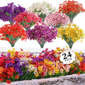 24 Bundles Artificial Flowers for Outdoors/Indoors, Fake Flowers Plants for Indoor Outside Garden Porch Window Box Home Wedding Farmhouse(8 Color) by ColoPlay