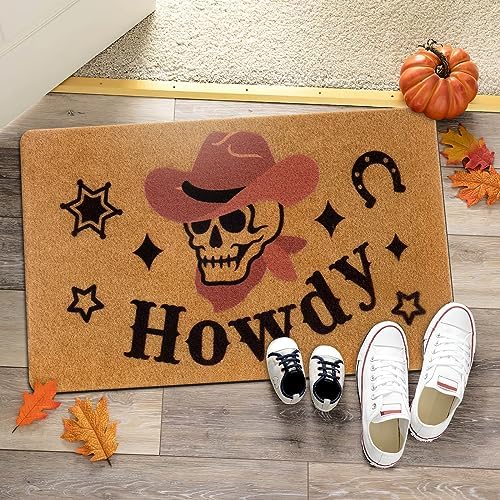 CiyvoLyeen Western Halloween Skull Welcome Doormat, 17 x 30 Inches - Image 2