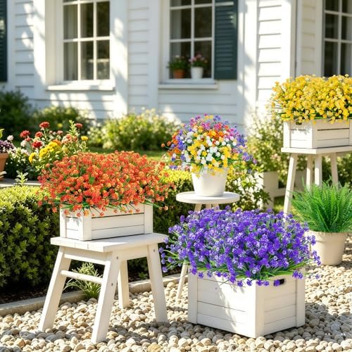 Ouddy Decor 24 Bundles Artificial Flowers for Outdoors Decor, Mixed Color - Image 3