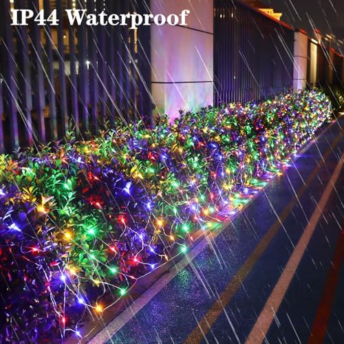510 LED Christmas Net Lights, 28ft x 5ft Mesh Lights Outdoor Clear Wire 8 modes, Waterproof Connectable String Lights Plug in for Xmas Tree Bushes Garden Holiday Party Decorations - Multicolor - Image 5