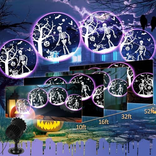 Halloween Projector Light with LED Film Slides, Skeletons and Dogs - Image 4