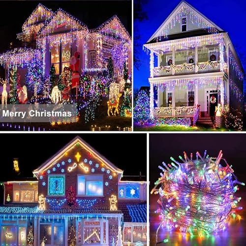 Joomer 33FT Christmas Icicle Lights Outdoor Connectable Multicolor - Image 2