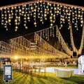 99ft Icicle Lights for Outside, Warm White Christmas Lights Outdoor Indoor, 1216 LED Twinkle String Light with 228 Drops, Waterproof Curtain Light for House Eaves Patio Wall Bedroom Window Roof Decor by Nielfoi