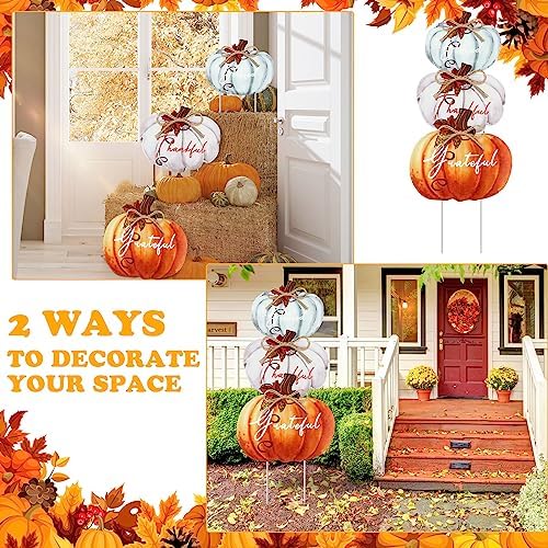 Geetery 3 Pcs 31 Inch Fall Outdoor Decorations Yard Sign, Rustic Color - Image 4