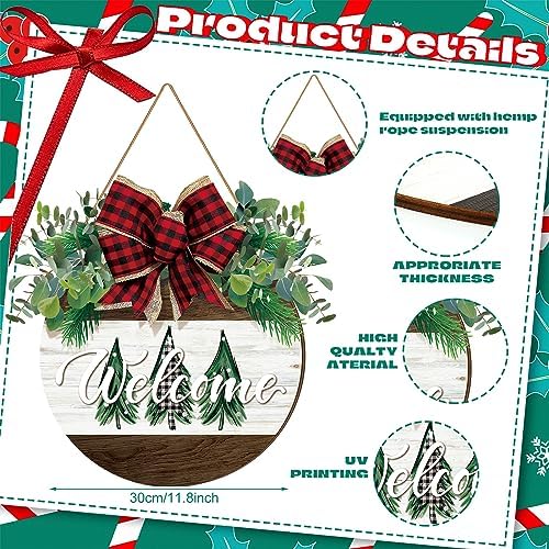 Boao Christmas Door Decorations Wooden Christmas Welcome Sign - Image 2