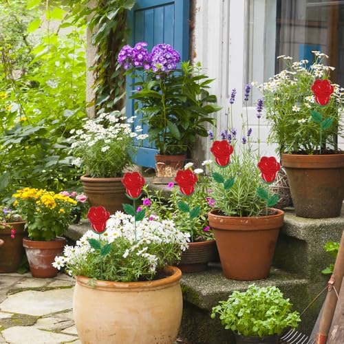 YEAHOME Valentines Day Decorations Outdoor, Set of 6 Rose Metal Flowers Decorative Garden Stakes for Valentines Day Decor, Lovely Yard Stakes for Home Lawn Pot Flowerbed Wedding Anniversary - Image 3