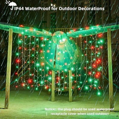 Dirnun Led Christmas Net Lights Red and Green Outdoor Christmas Lights 160LED 5ftx7ft, Waterproof Outdoor Indoor Fairy Mesh Net Light for Xmas Party, Yard, Patio, Trees, Shrubs, Bushes Decorations - Image 3
