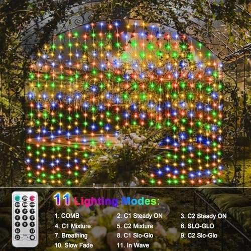 10x10Ft Curtain Lights 300 LED Dual Color Changing Lights with Timer Remote - Image 5
