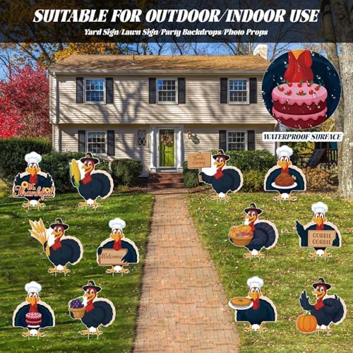 12PCS Thanksgiving Turkey Yard Signs With Stakes Thanksgiving Yard Decorations Outdoor Harvest Sign for Autumn Farmhouse Patio Outdoor Decor - Image 6