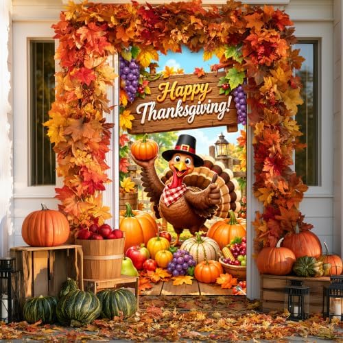 BlissYard Thanksgiving Harvest Turkey Door Cover 35 x 71 Inch - Image 4