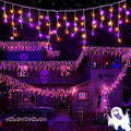 XURISEN Halloween Lights Outdoor, 66FT 640 LED Orange Purple Halloween String Lights with 120 Drops, 8 Modes Timer Memory Function Hanging Curtain Lights for Halloween Decorations Holiday Party Eaves by XURISEN
