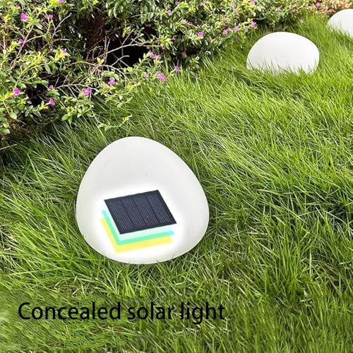 Solar Small Garden Lights Outdoor Glow Cobblestone Shape Lamp Garden Decor Waterproof Landscape Night Lights for Garden Paths, Stairs, Lawns, Patios, Yard, 4 Pack (Warm White) - Image 4
