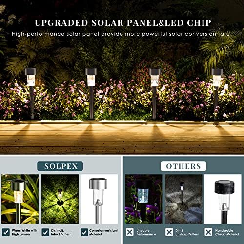 SOLPEX 24 Pack Solar Lights Outdoor, Stainless Steel Solar Pathway Lights - Image 3