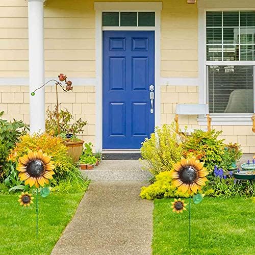 YEAHOME Garden Decor for Outside, 2 Pack 22.4“ Sunflower Garden Stakes Spring Decor, Metal Flowers with Shaking Head Yard Art for Outdoor Yard Lawn Patio Decoration - Image 6