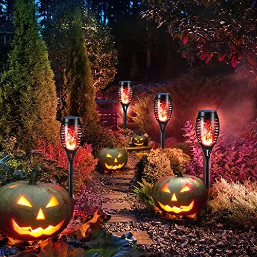 Toodour Solar Torch Flame Lights, 12 Pack Solar Halloween Lights Outdoor - Image 3