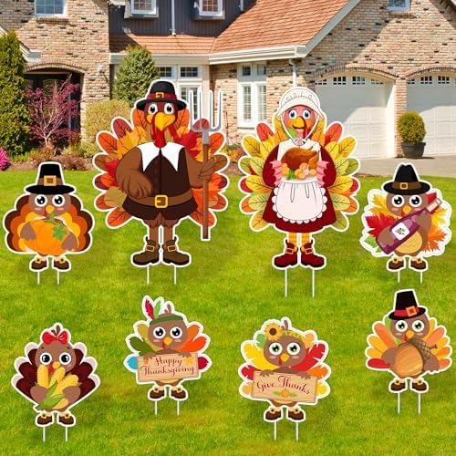 8PCS Thanksgiving Yard Signs with Stakes, Thanksgiving Decorations Outdoor by Lairyan