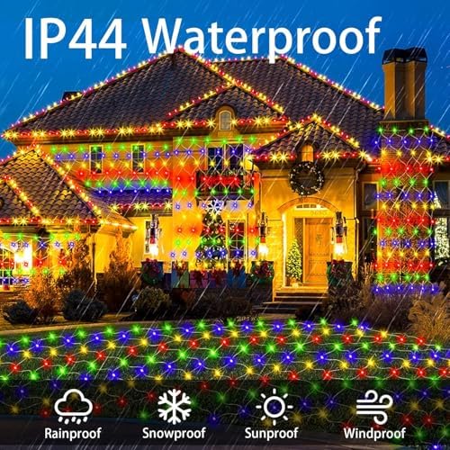 Color Change Christmas Net Lights, 9.8ft x 6.6ft 200 LED Bush Mesh with 11 Modes & Remote, Waterproof for Home, Holiday, Garden, Xmas Decor, Warm White & Multicolor - Image 5