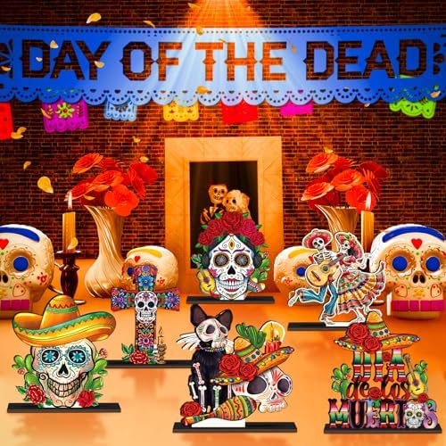 6 Pcs Sugar Skull Table Centerpieces for Day of The Dead Decorations - Image 4