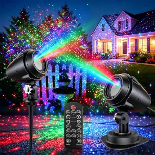 Laser Christmas Projector Lights Outdoor, 3-Color RGB Star Light, Aluminum by Unknown