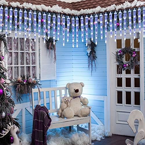 Toodour Christmas Icicle Lights Outdoor, 20 Tubes 90 LED Icicle Light with 8 Modes, Indoor Outdoor Crystal String Light, Connectable, Waterproof LED Christmas Lights for Home Holiday Party Xmas Decor - Image 2