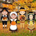 Yuntau 4 Pcs Large Thanksgiving Pilgrim Boy and Girl and Native American Boy and Girl Yard Sign Decor with Stakes Waterproof Outdoor Garden Pumpkin Turkey Yard Stake Autumn Lawn Decor,14 x 35 Inch by Yuntau