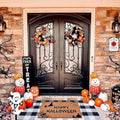 Halloween Decor Doormat Combo Set, 100% Coco Coir Welcome Mat + 3' x 5' Black and White Plaid Rug - Halloween Fall Front Porch Entryway Decor Floor Mat, Indoor Outdoor Autumn Mats Happy Halloween by Homydecor