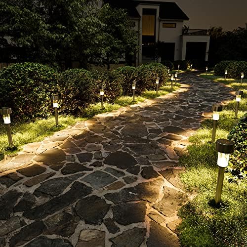 SOLPEX 24 Pack Solar Lights Outdoor, Stainless Steel Solar Pathway Lights by Solpex