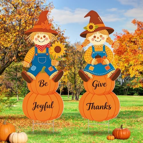 2 Pack Scarecrow Yard Stakes Fall Thanksgiving Outdoor Garden Lawn Decor - Image 3