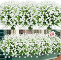 Ouddy Decor 24 Bundles Artificial Flowers for Outdoors Decorations, White by OuddyDecor