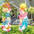Beeveer 2 Pcs Summer Welcome Yard Sign Tropical Flamingo Stake Decor by Beeveer